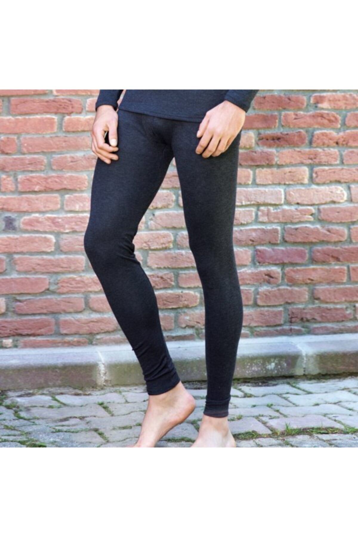An l Men s Black Normal Waist Long Bottom Thermal Warm Underwear