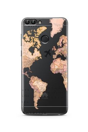 Transparan Harita Tasarım Süper Şeffaf Silikon Telefon Kılıfı Huawei Psmart 2018 hwipsmart20180375