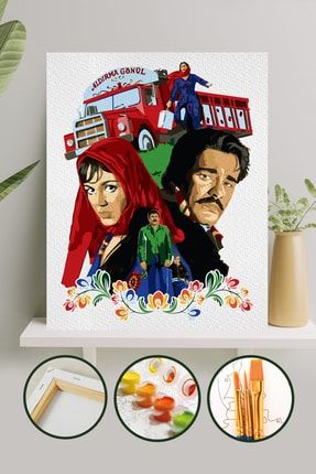 Sayılarla Boyama Tuval Seti Fırça Boya Dahil (Çıtalı) 40x50 CM - Selvi Boylum Al Yazmalım TYC00190230683