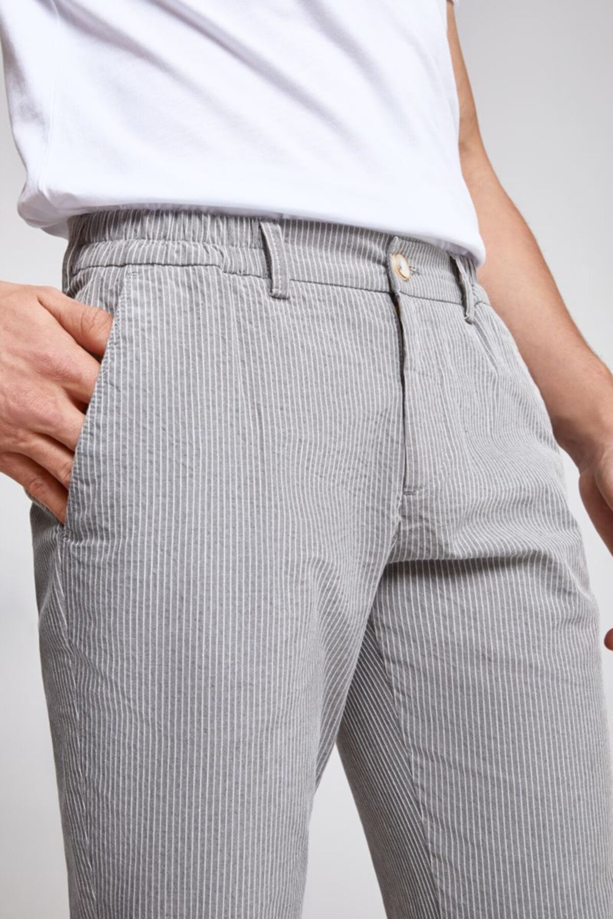 Twn Slim Fit Haki Çizgili Jogger Chino Pantolon AN7646