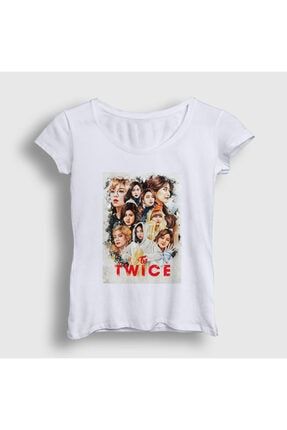 Kadın Beyaz Poster V2 K-pop Twice T-shirt 281443tt