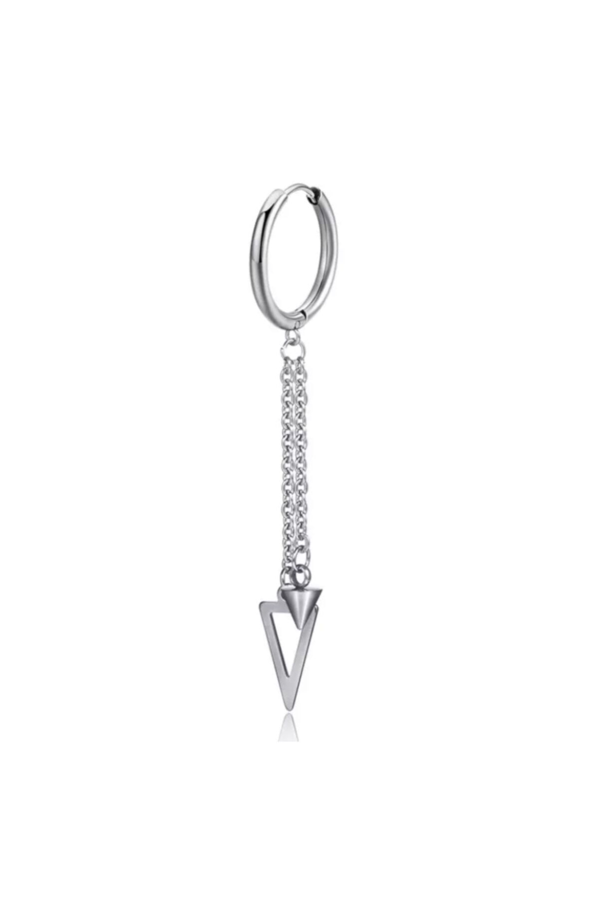 Köstebek-Gothic Punk Tassel Chain Triangle Pendulum Earrings Single 1