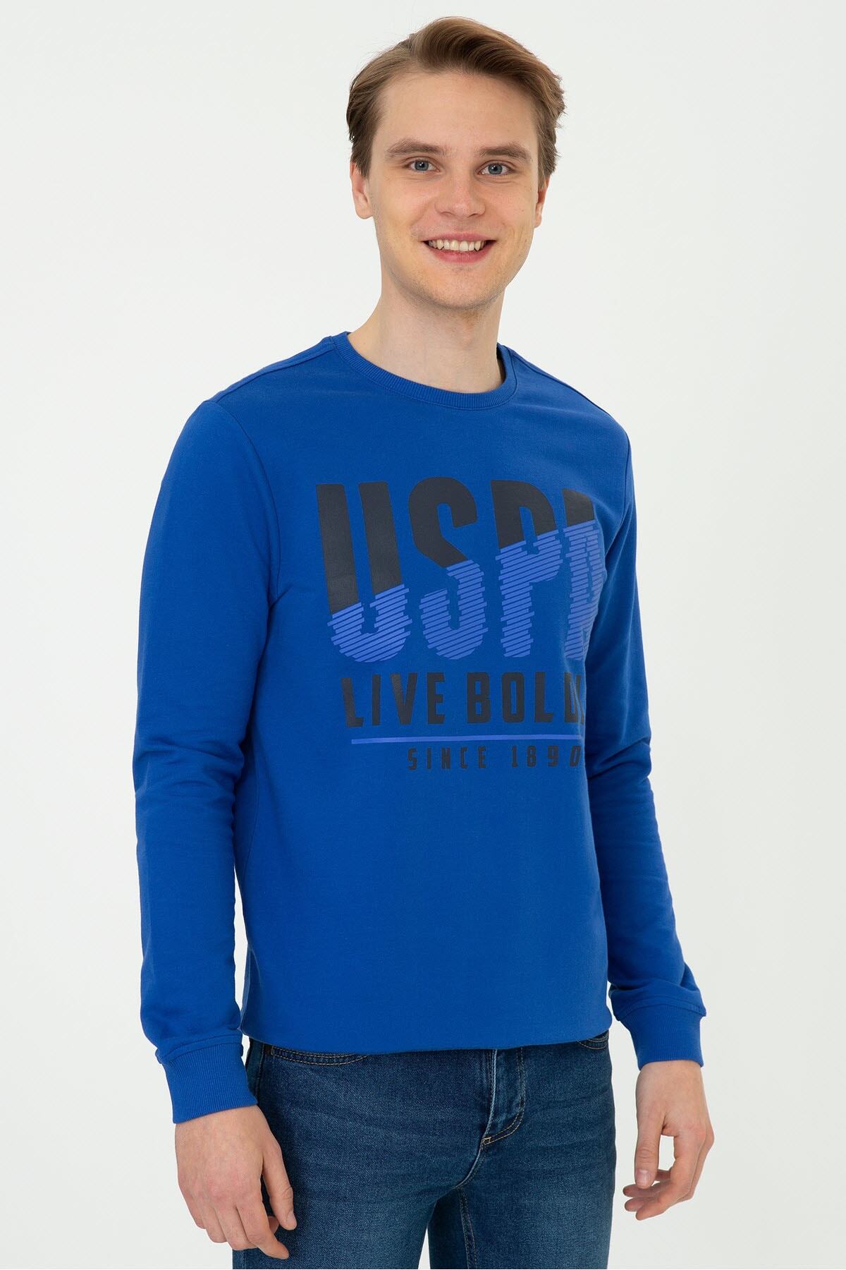 سویشرت مردانه آبی سرمه ای یو اس پولو | G081SZ082.000.1360834 اورجینال - تصویر 3