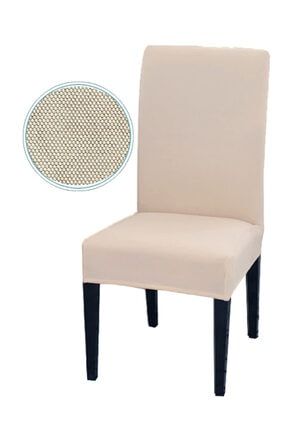 Balpeteği Desen Sandalye Örtüsü Likra Kumaşlı Esnek Lastikli Yıkanabilir Sandalye Kılıfı Krem balpetegi sandalye