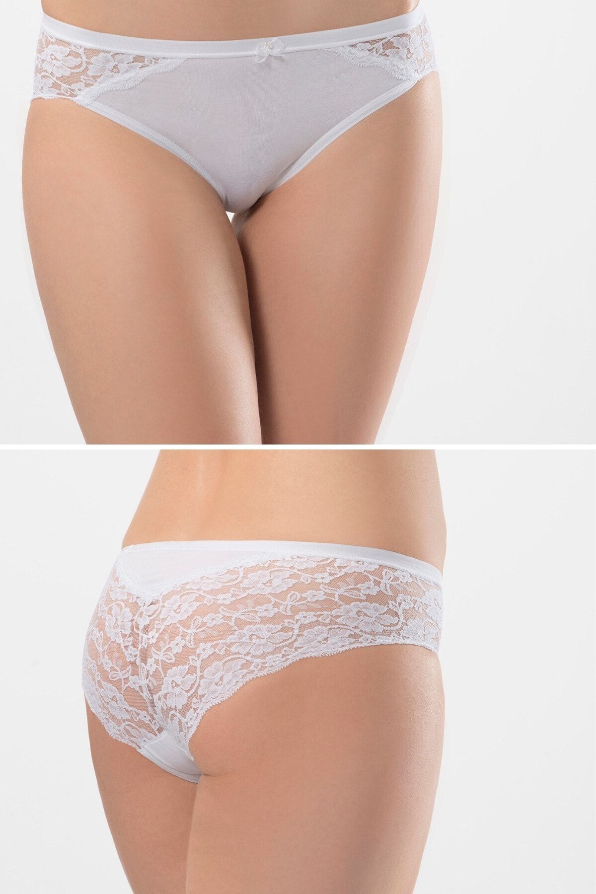 TÜREN-956 Chiloți de bikini din bumbac și lycra pentru femei, pachet de 2 1