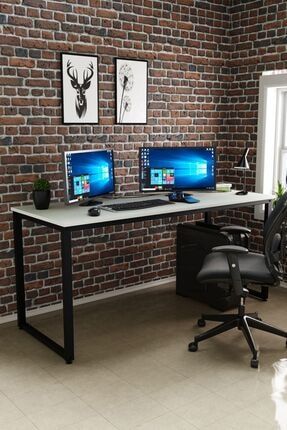 Çalışma Masası, Bilgisayar Masası, Ofis Masası (60x160 Cm, Beyaz) MS1-60X160