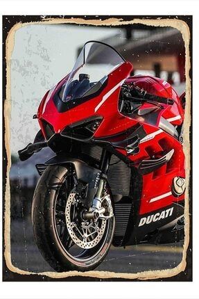 Kırmızı Ducati Motor Art Mdf Tablo TBLMGDK80308