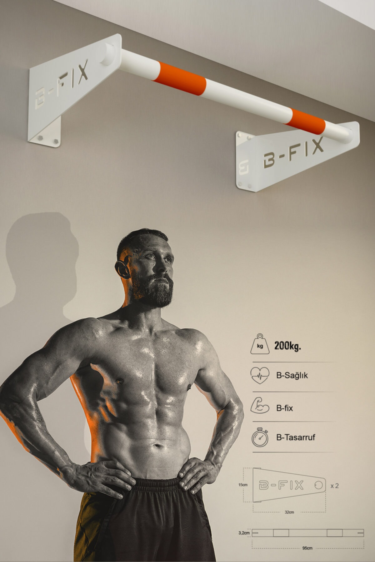 Reklamwar B-fıx Barfiks Demiri - Barfiks Aleti (beyaz)