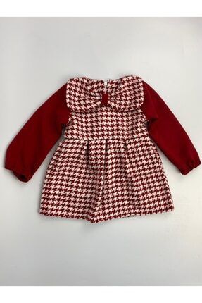 Kırımızı-kazayağı Desenli Bebek Çocuk Elbise, Tasarım, Hediye, Büyük Beden MOIS0051