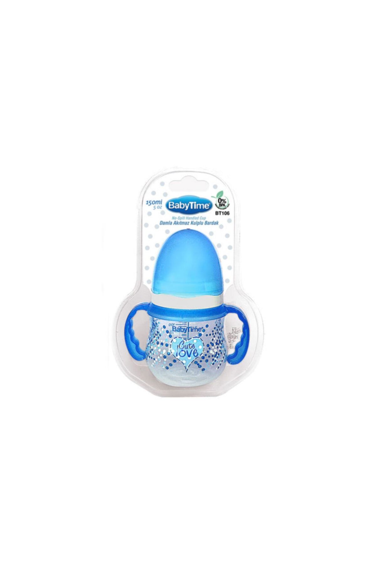 Babytime-Blue Color Non-Spill Cup with Handle 150ml 1