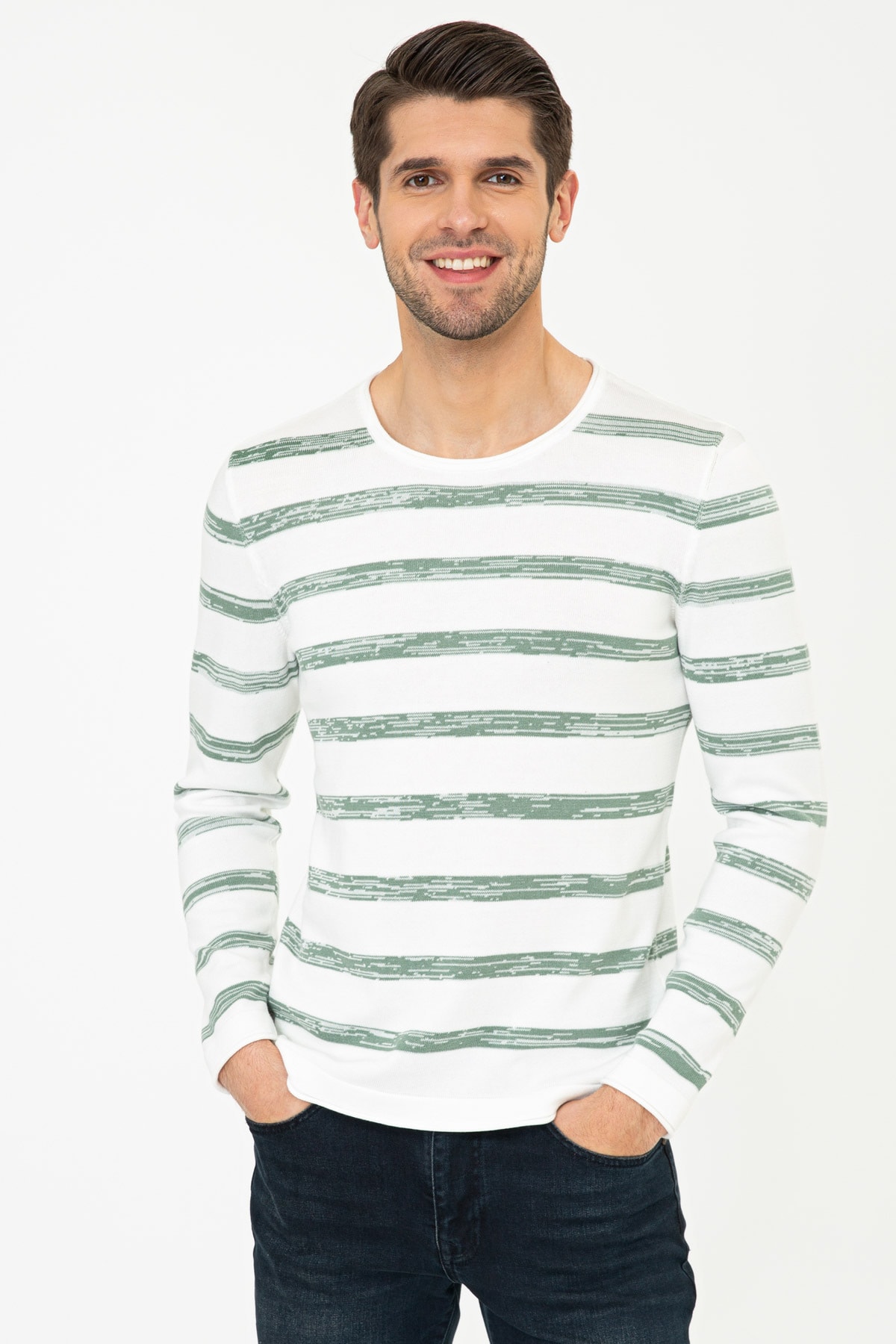 پلیور مردانه راه راه آستین استاندارد | پیر کاردین Pierre Cardin G021SZ0TK.000.1351989 - تصویر 3