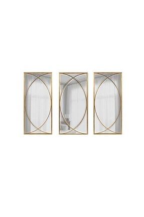3'lü Ayna Duvar Dekoru, Dekoratif Modern Metal Ayna IGA007