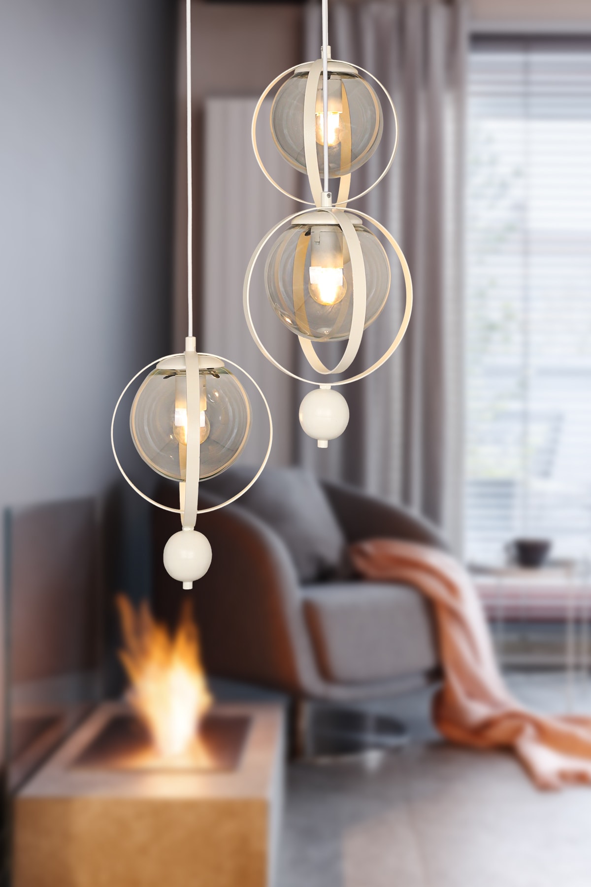 Jupiter 3-Piece Chandelier White Smoked Glass