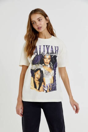 Picture of Aaliyah Miss You Baskılı T-shirt