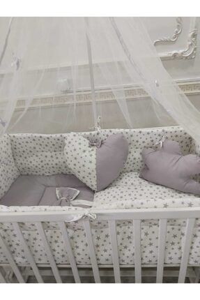 50*90 Grı& Yıldızlı Bebek Uyku Seti Cibinlik Aparatlı ( Beşik Hariç) Babyen1 grykst