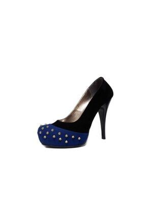 Gizli Platform Taban Uzun Topuklu Siyah Mavi Ayakkabı Popin340635