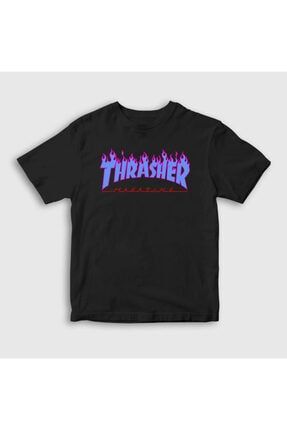 Unisex Çocuk Siyah Logo V2 Thrasher T-shirt 278451tt
