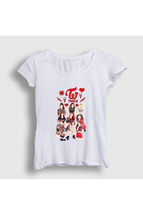 Kadın Beyaz Hearts K-pop Twice T-shirt 280313tt