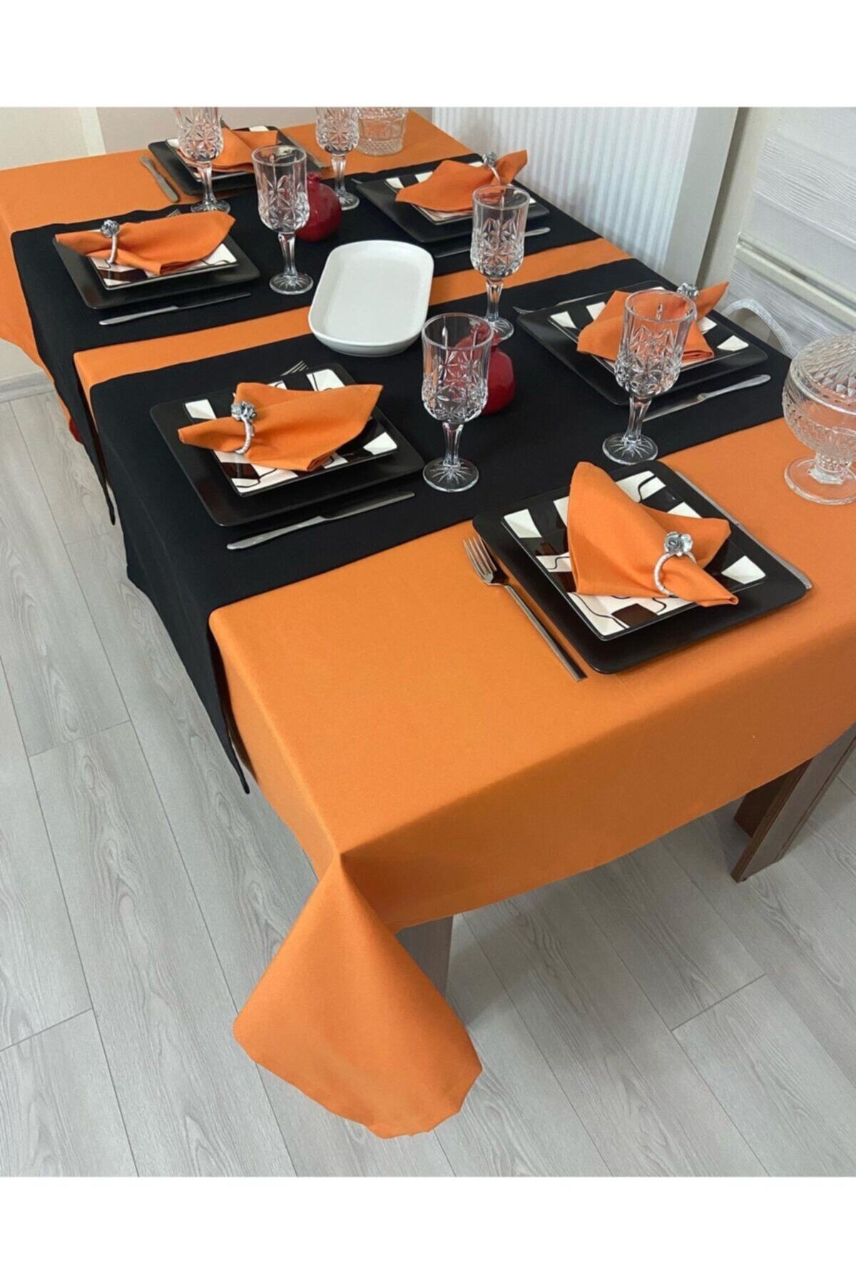 Liquid Proof Carefree Tablecloth Orange 27 Pieces Set