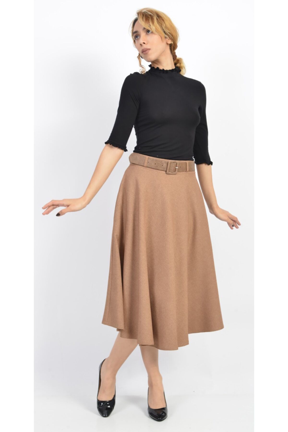 SORALL NE Women s Flared Skirt 75 cm Long Winter Product 780 Mink