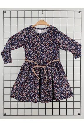 Çiçekli Uzun Kollu Penye Kız Çocuk Elbisesi UÇİÇEKLİ0001