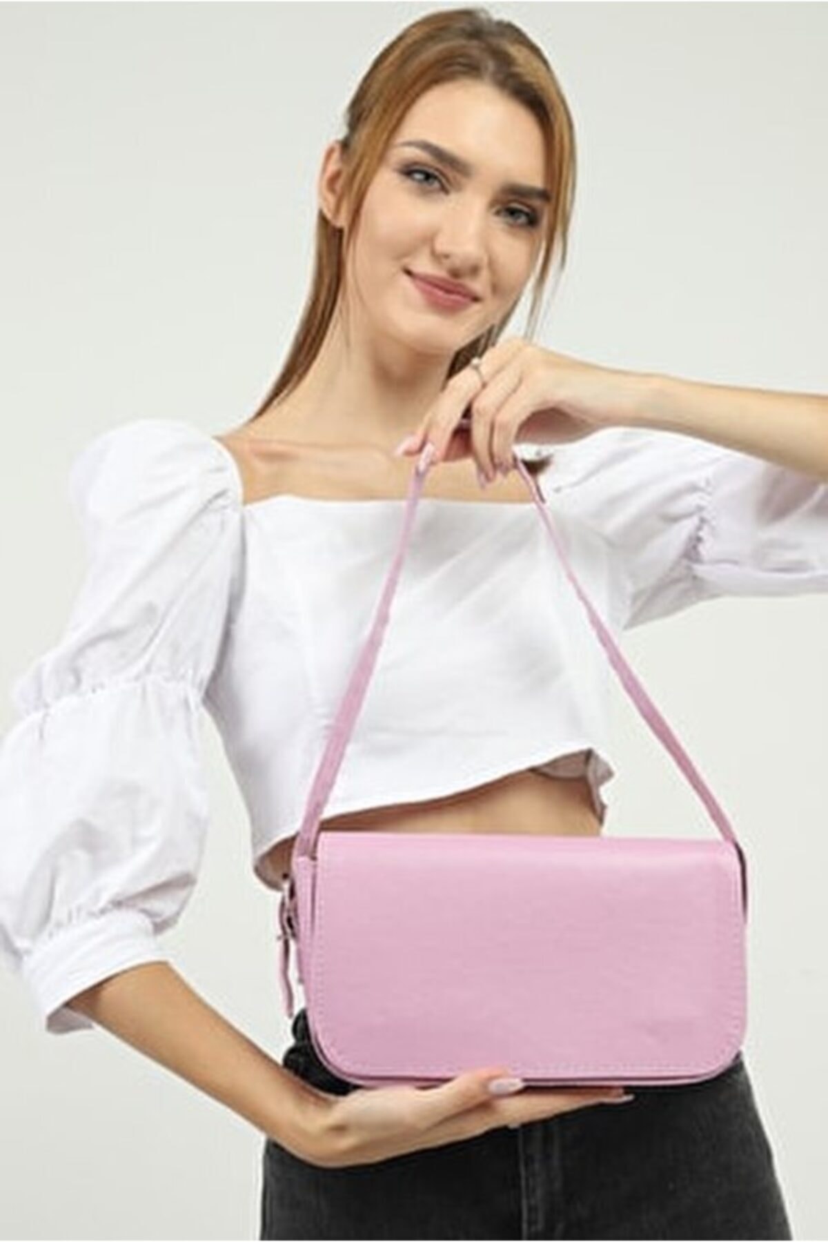 Kadın Lila Kapaklı Baget Çanta
