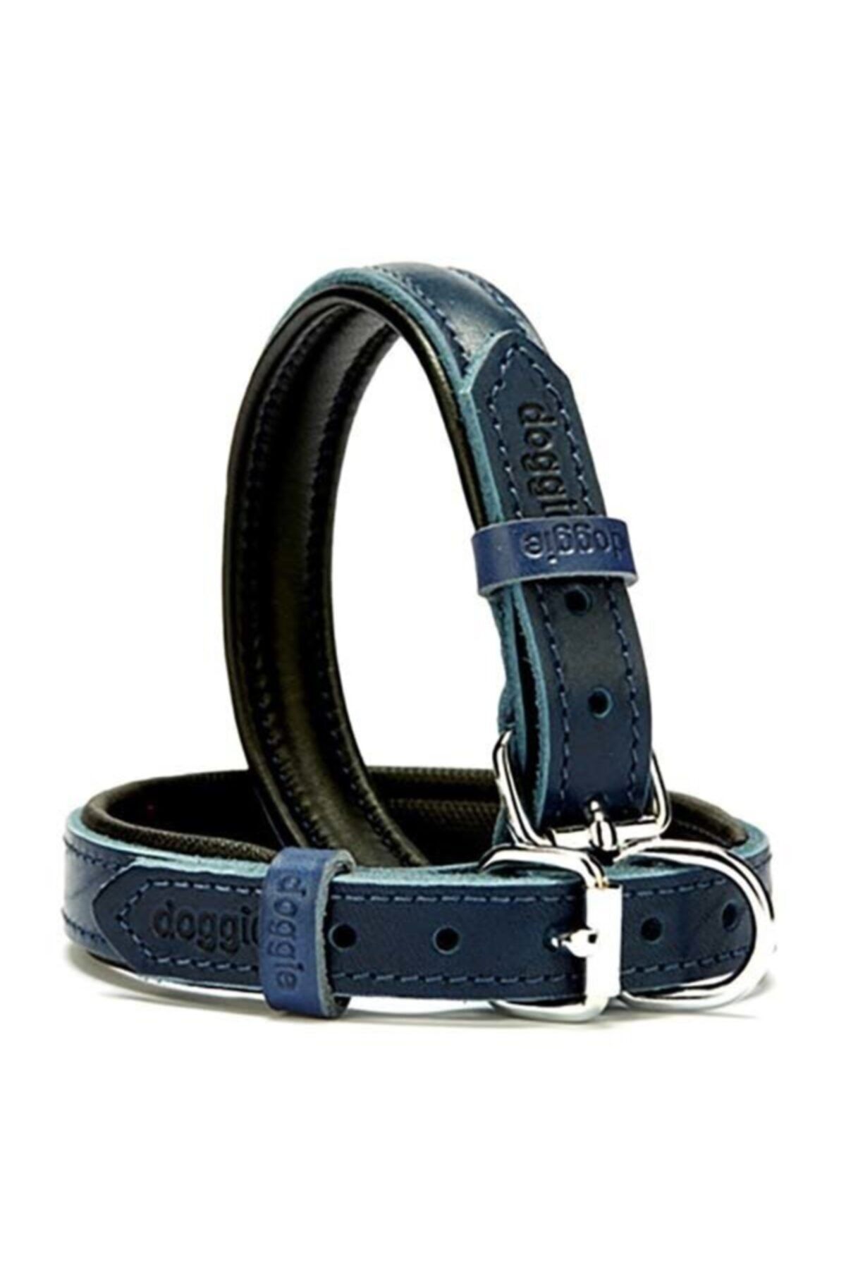 Doggie Yumuşak Firstclass Deri Boyun Tasması Royalblue 2x30-35 Cm