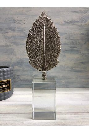 Dekoratif Cam Küp Yaprak Gümüş KY1008