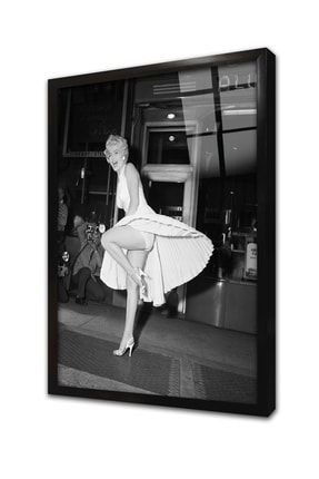 Uçuşan Beyaz Elbiseli Marilyn Monroe Çerçeveli Cam Tablo CA31212