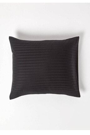Satenev Çizgili Pamuk Yastık Kılıfı Seti 2 Adet 50x70 Ebat Siyah Renk renklikılıf01