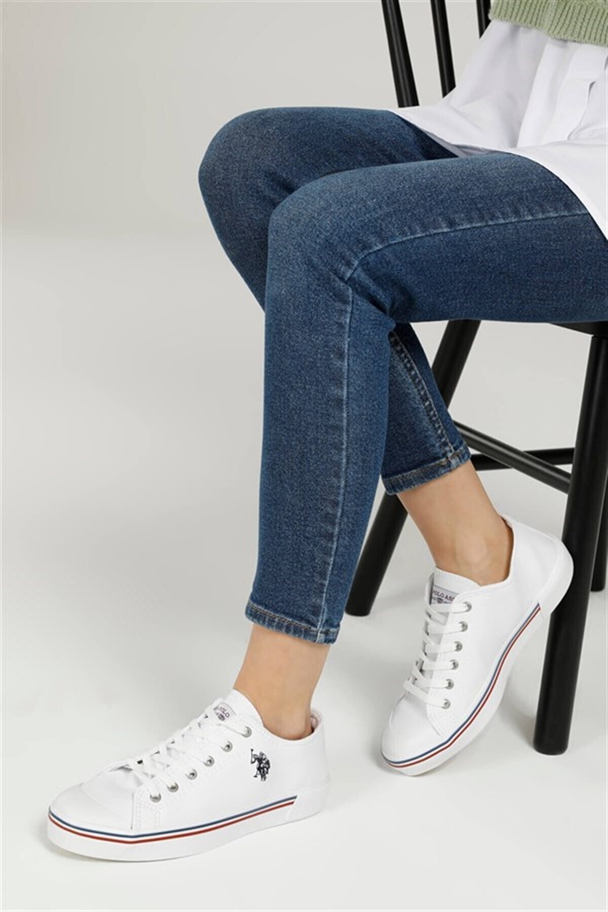 یو اس پولو کفش کتانی راحتی زنانه پنلوپه سفید چرم V2