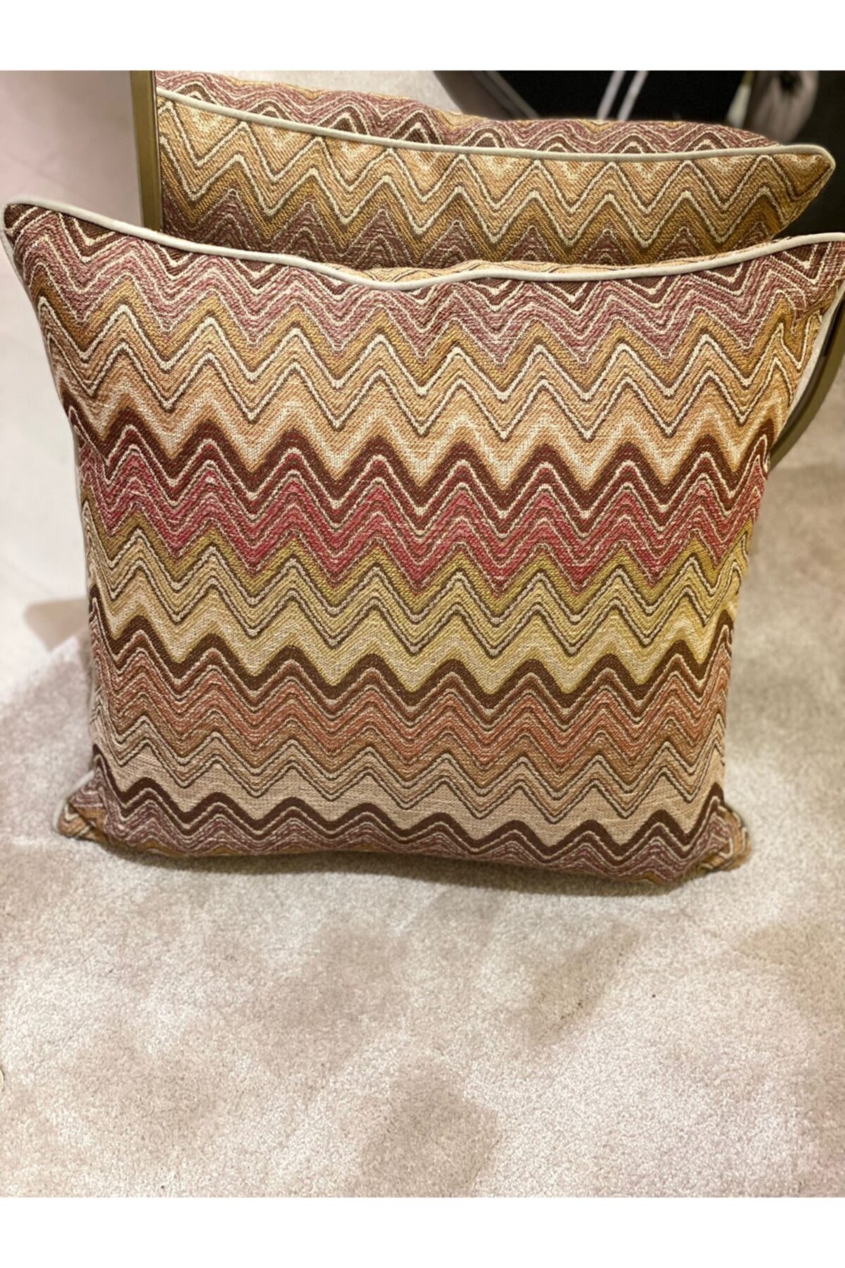 Hanlı Pembe & Kahverengi Missoni Zigzag Desen Özel Dokuma Kumaş