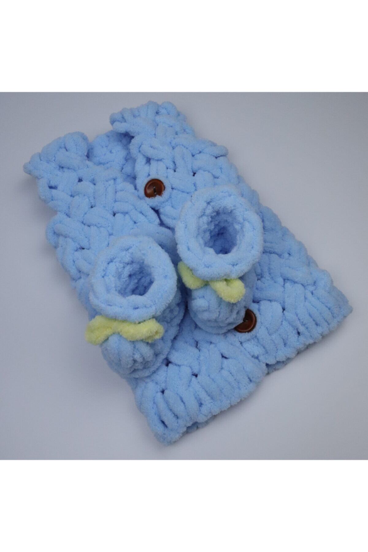 DMINI-Puffy Hand Knitted Baby Vest and Booties Set / Newborn 3