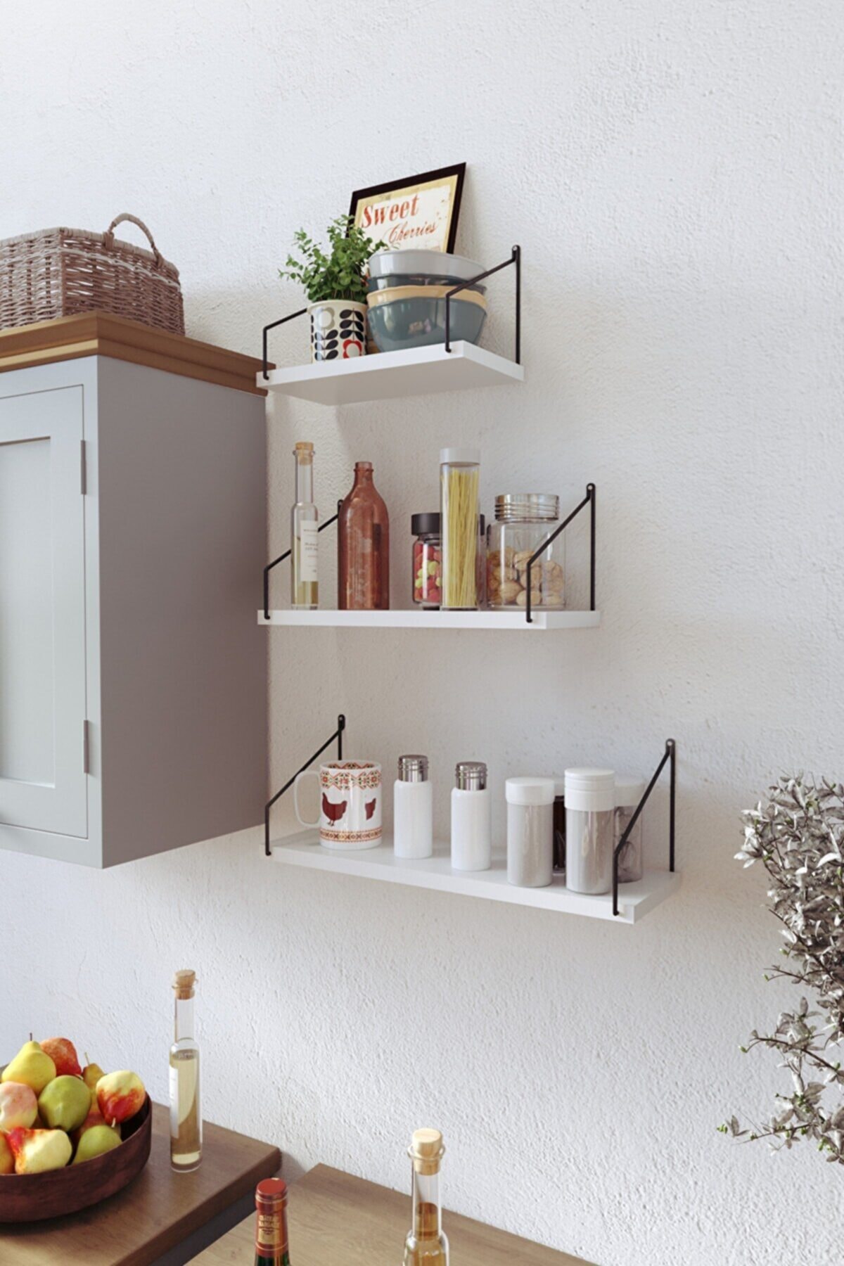 Boss Concept Beyaz Dekoratif 3�lü Kitaplık Mutfak Baharatlık Banyo Boss Concept Beyaz Dekoratif 3�lü Kitaplık Mutfak Baharatlık Banyo