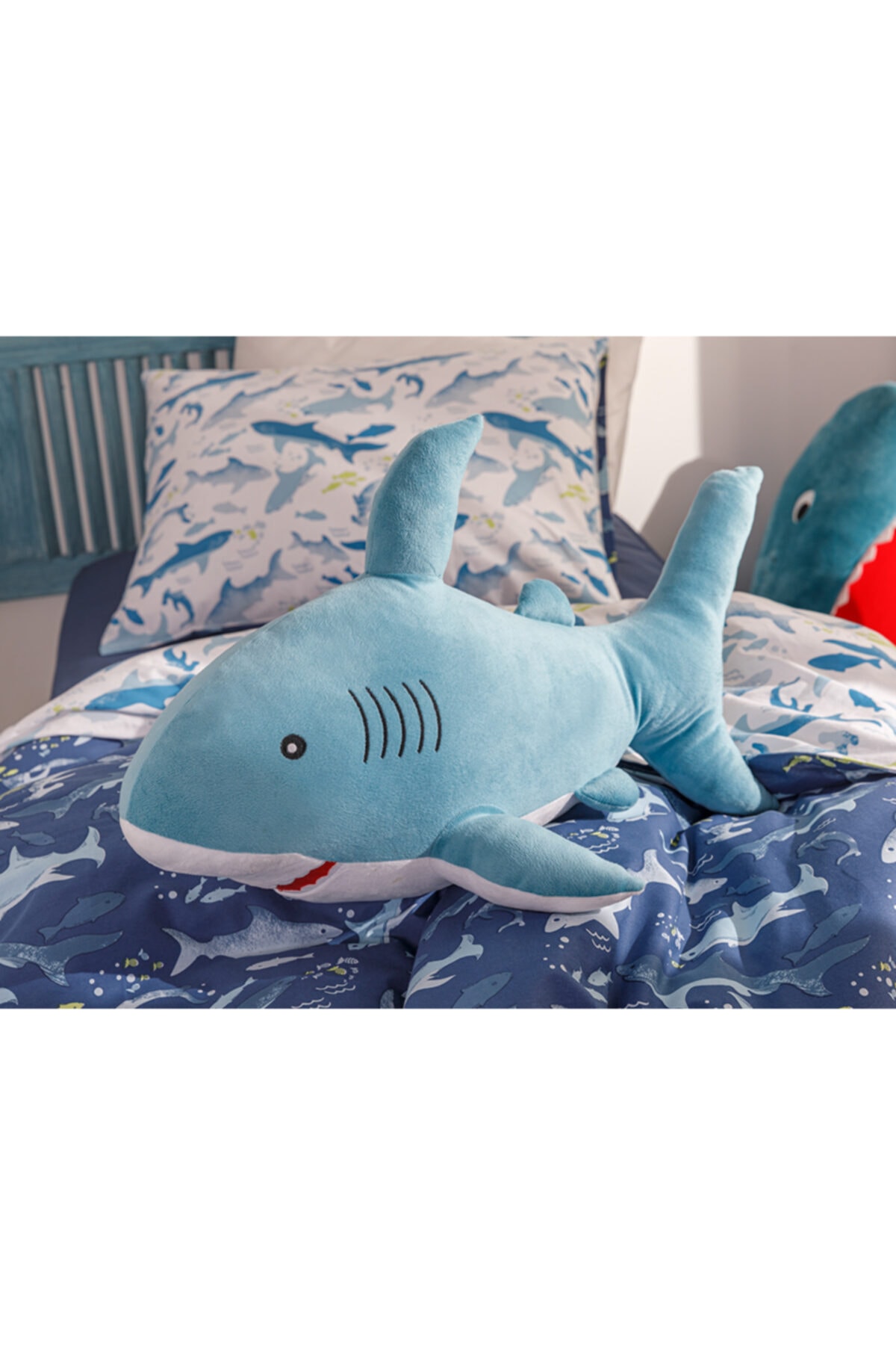 English Home Mini Shark Dekoratif Yastık 28x48 Cm Mavi