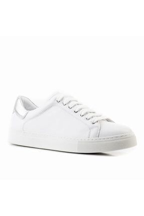 Beyaz Bağcıklı Hakiki Deri Kadın Spor Sneaker Ayakkabı 102139