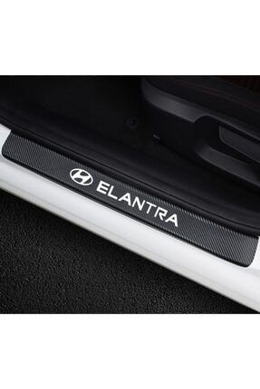 Hyundai Elentra Carbon Fiber Kapı Eşiği Yazısı Sticker 4Adet L155