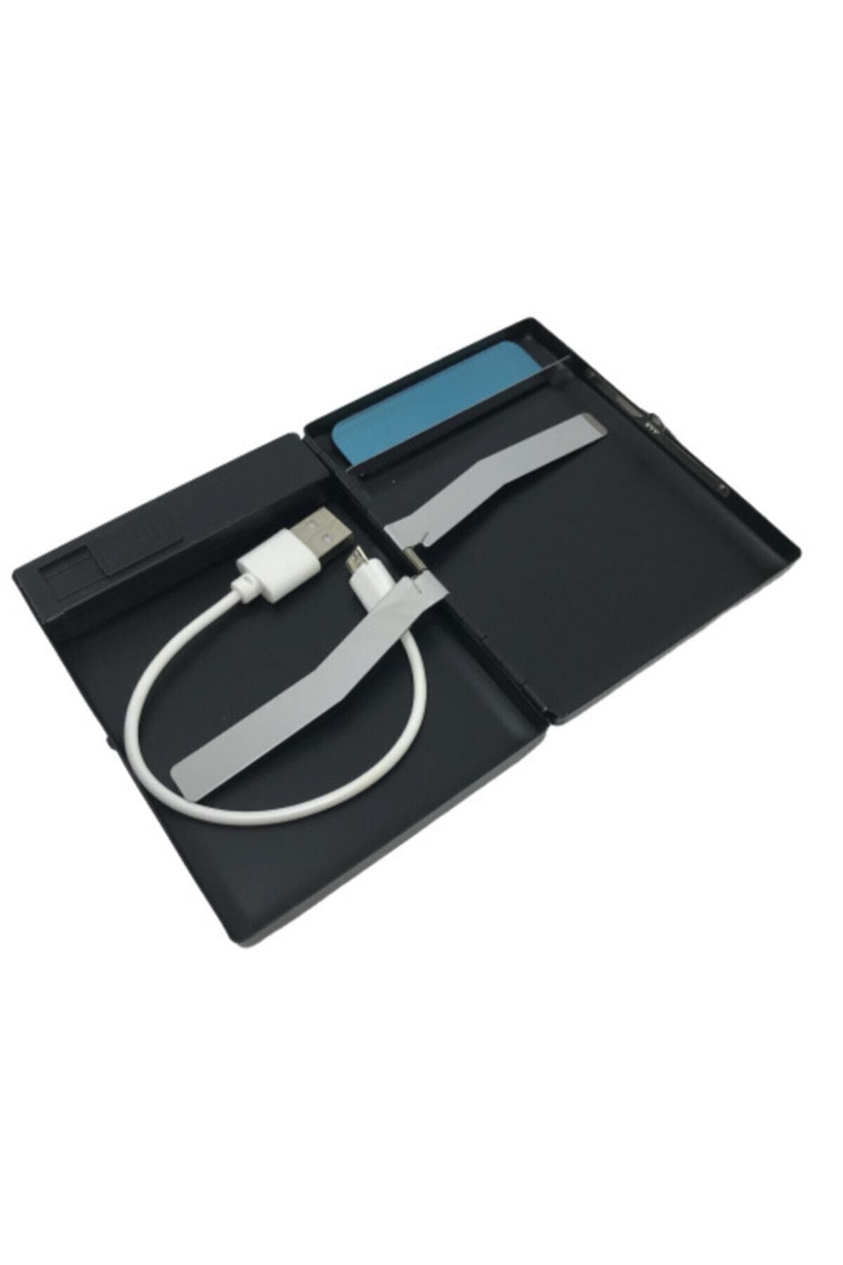 Usb Şarjlı Metal Çakmaklı Kısa Slim Sigara Tabakası - 2
