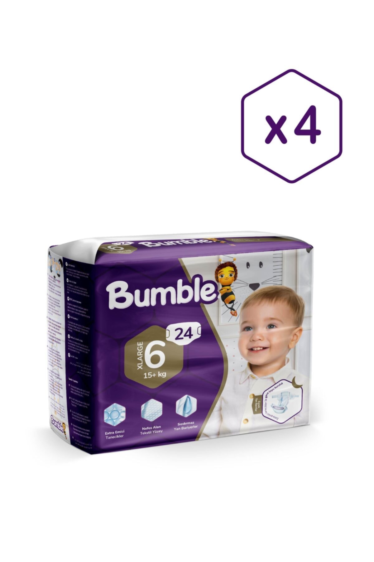 Bumble 6 Numara (15 ) Kg Xlarge Bebek Bezi Eko 4'lü Paket 96 Lı