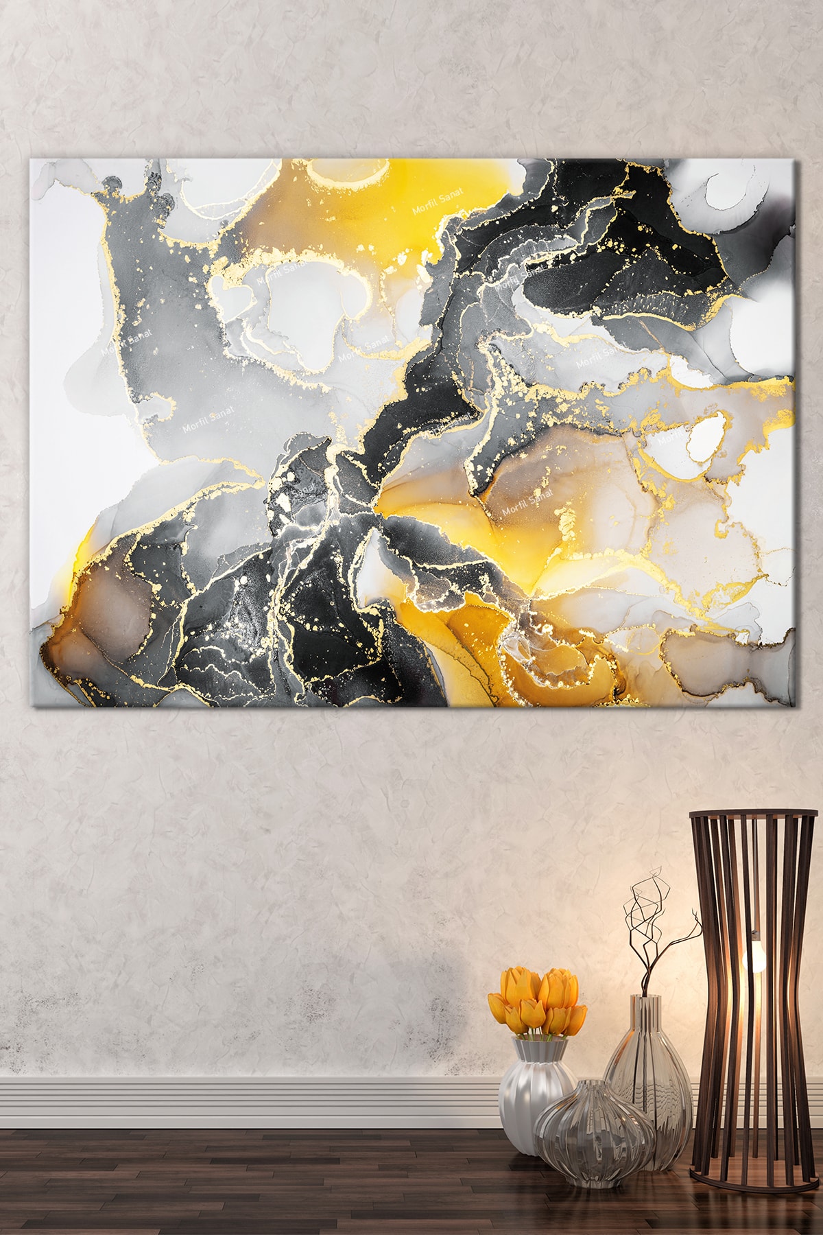 Soyut Sanatsal Dekoratif Kanvas Tablo Renklerin Dansı