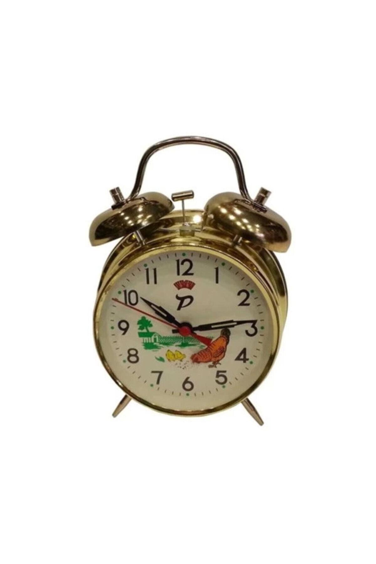 Genel Markalar Büyük Boy Tavuklu Masa Çalar Saati Nostaljik Kurmalı Saat Sarı Renk