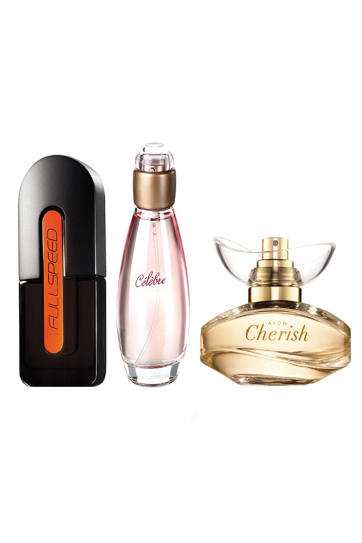 AVON Fullspeed Edt 75 Ml + Celebre Edt 50 Ml + Cherish Edp 50 Ml 3lü Set — 546565789546345