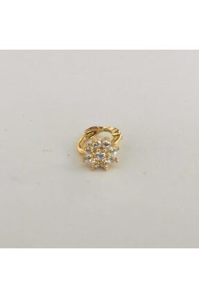 925 Ayar Gümüş Zirkon Gold Taşlı Çiçek Mini Halka Piercing/küpe BYPRCSILHOOP36BB