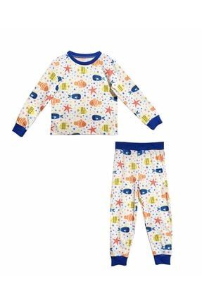 Lacivert Balık Baskılı Çocuk Pijama Takımı BLD-2022-PC