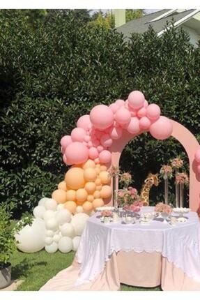 100 Adet Pembe Beyaz Somon Balon Zincir Özel Gün Pastel Ton Konsepti Balon Zincir balon