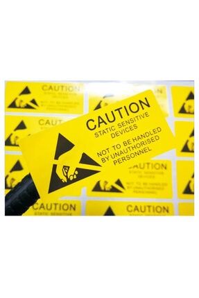 Yapışkanlı Sarı Antistatik Uyarı Etiketi Esd Dikkat Etiketi 20'li w6158-002