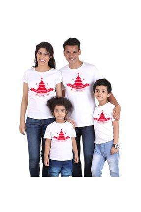 Yılbaşı Aile Kombini Tişört Seti 4lü Anne Baba Çocuklar Için Tshirt HMYIL29902414