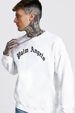 Palm Angels Baskılı Hoodie Oversize Sweatshirt PALMOVERSIZE-battal