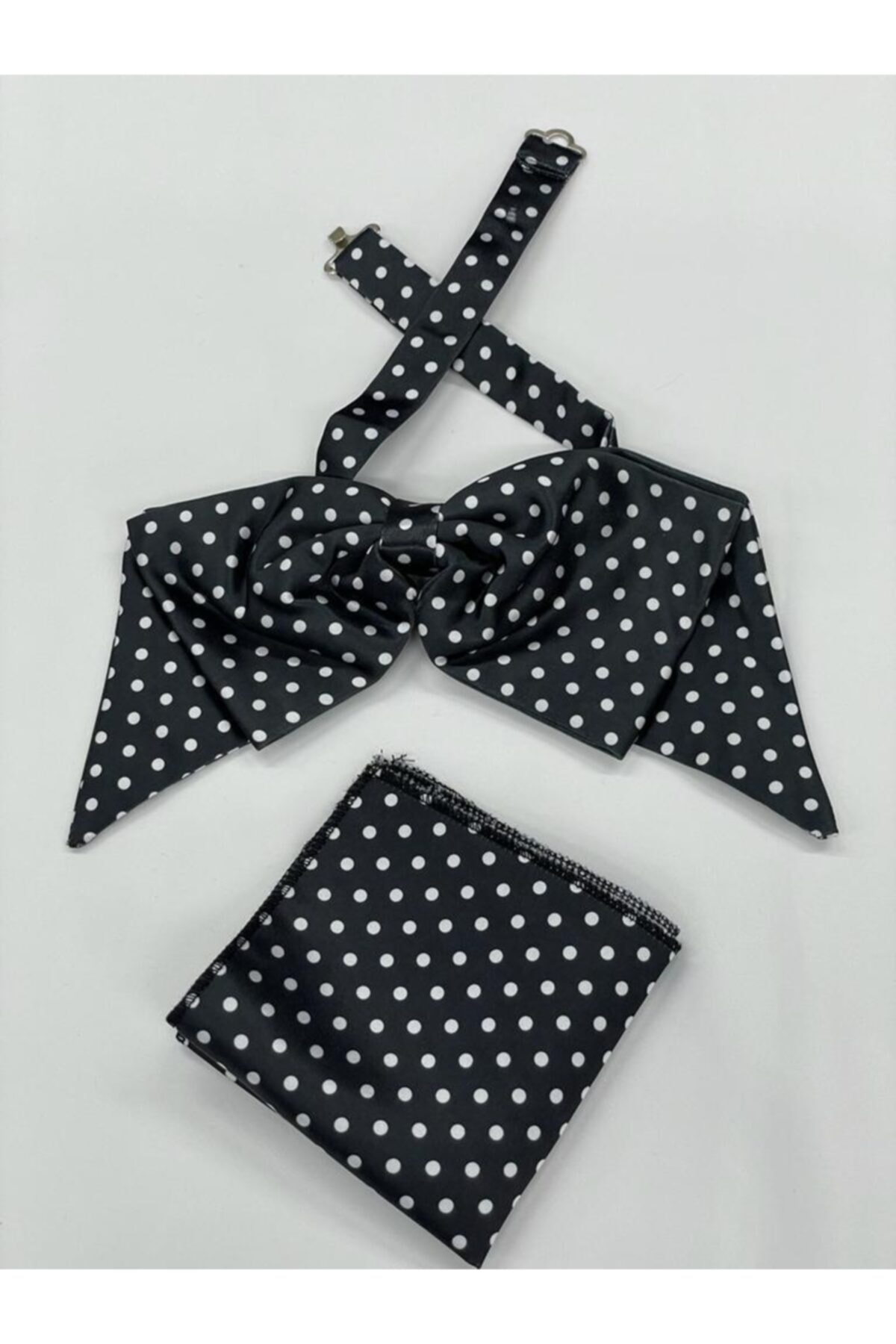 GİORGİ CORN Beyaz Puantiyeli Siyah Papyon