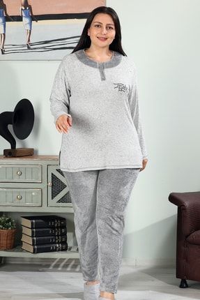 Bella Secret Kadife Büyük Beden Kadın Pijama Takımı 5961